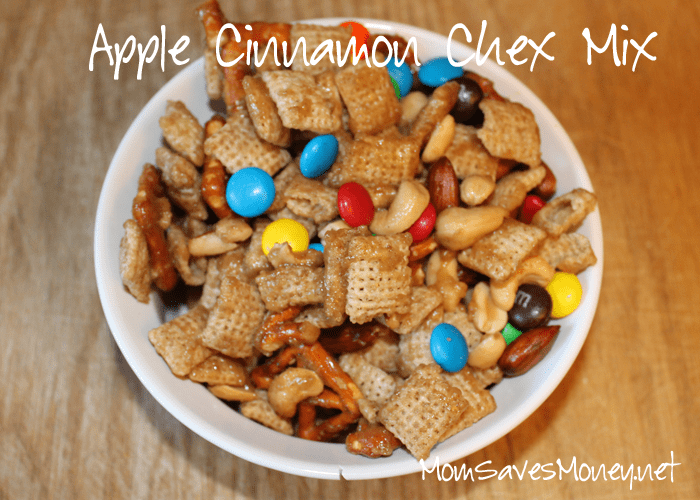 Apple Cinnamon chex mix in a bowl