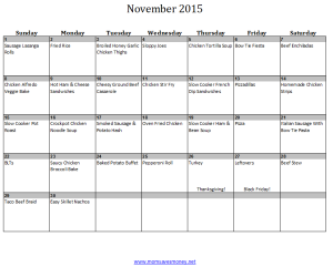 November Monthly Meal Plan with Calendar & Recipes! - Mom Saves Money