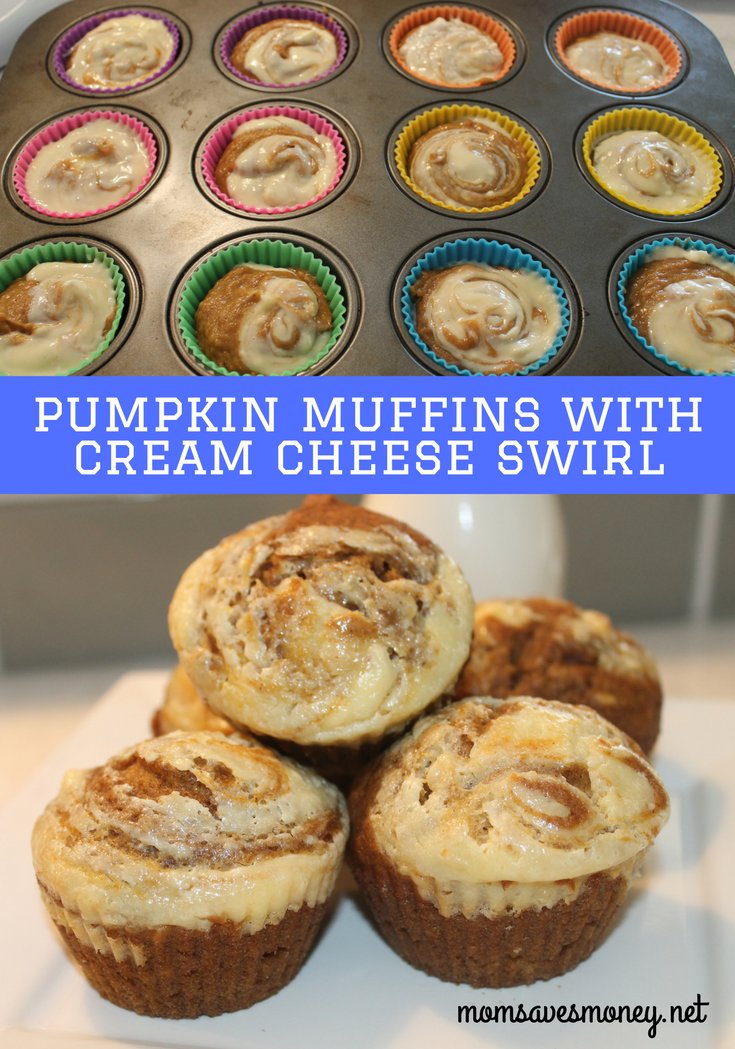 Pumpkin Muffins with Cream Cheese Swirl - Mom Saves Money