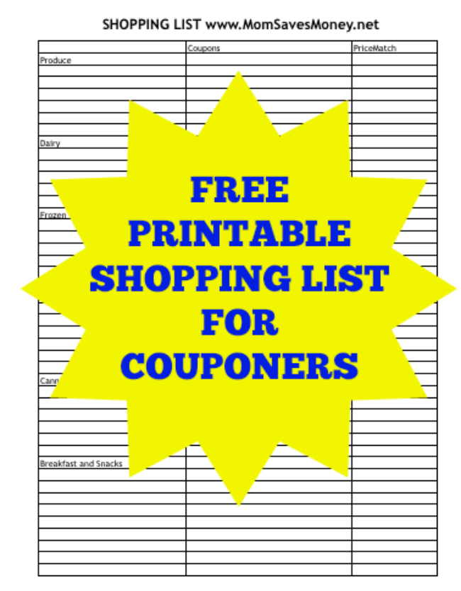 grocery list template with coupons