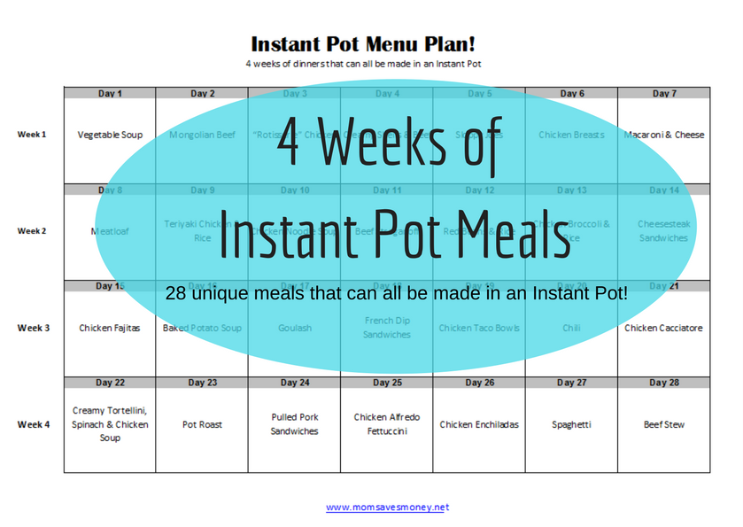 4 Weeks of Instant Pot Pressure Cooked Meals! - Mom Saves Money