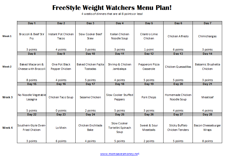 WEIGHT WATCHERS Food Planner 2024 Weight Loss Points Easy