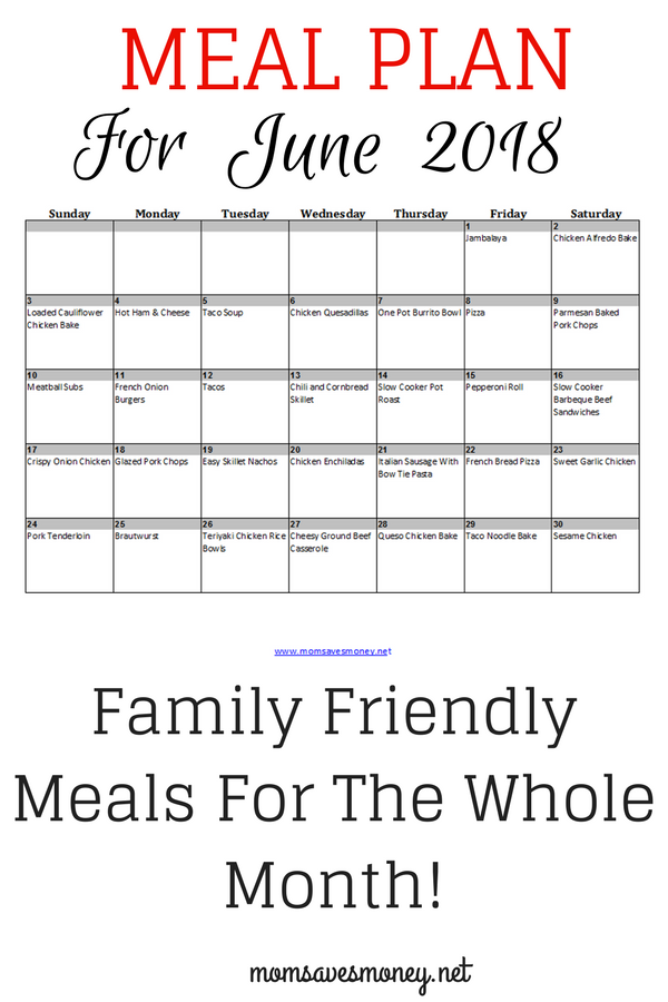Slide into Summer with this June 2018 Menu Plan! - Mom Saves Money