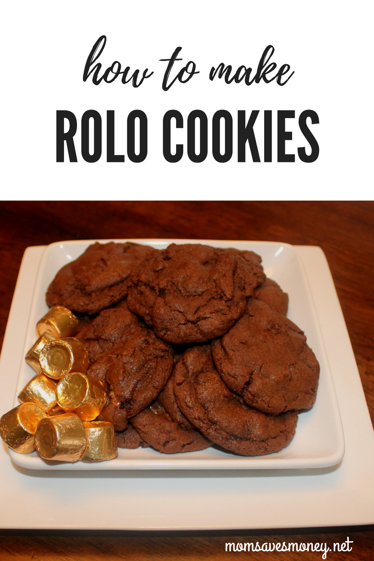 Wonderful homemade Rolo chocolate cookies. The Rolo candy melts in the oven creating a creamy chocolate cookie wrapped around the yummy caramel flavors of Rolo candy. Try this recipe for a holiday treat or delicious dessert antyime. #chocolatecookie #rolocookie #cookierecipe #cookie #homemade