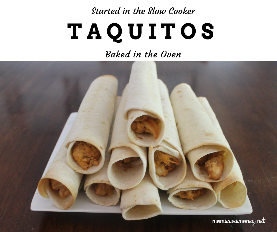 Chicken taquitos started in the slow cooker and then baked in the oven! Easy Mexican style dinner!