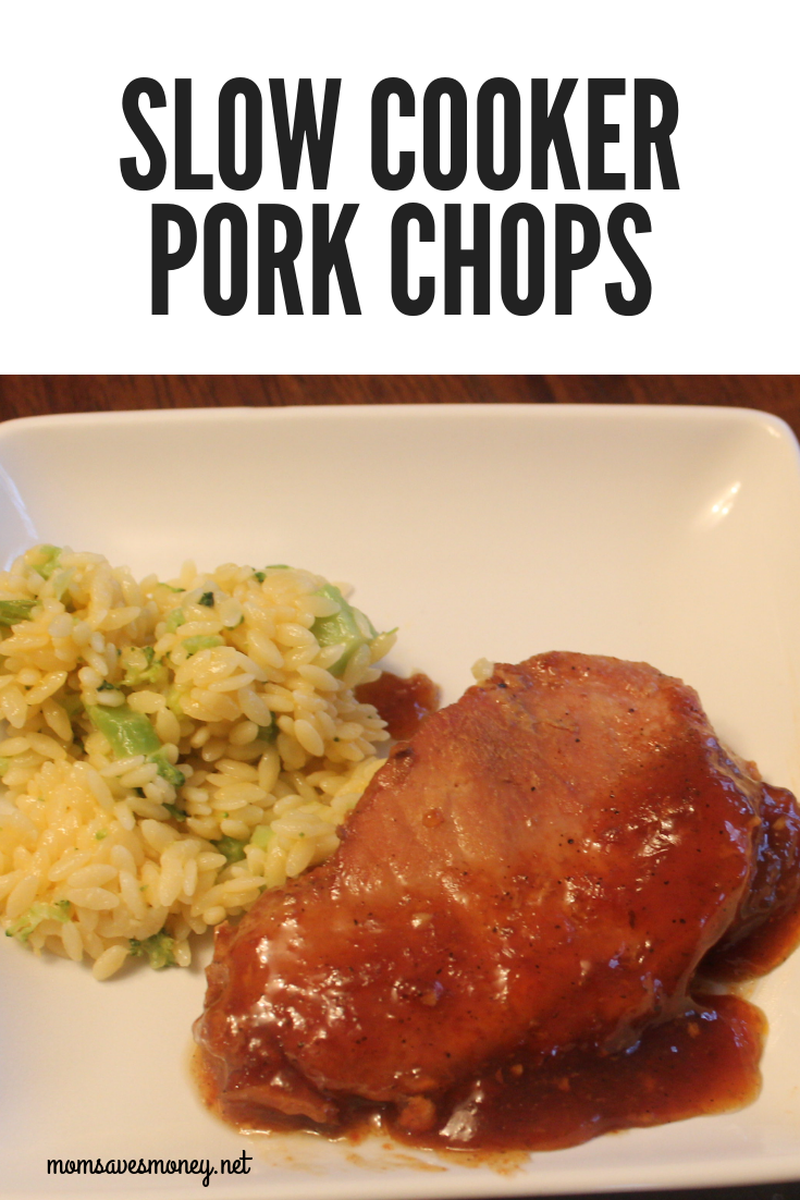 Slow cooker makes pork chops nice and tender. The sauce is simple and flavorful with ketchup, brown sugar, soy sauce, and garlic for an easy dinner! #simple #maindish #familyfavorite #crockpot #porkchops #homemade