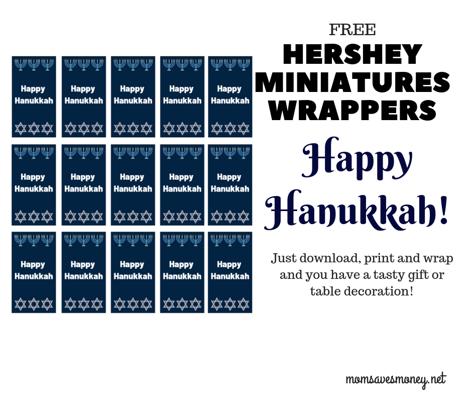 Hershey Miniatures with Christmas wrappers make for a fun (and tasty!) gift or a fun table decoration! Free print to have a fun way to add a custom touch to your holiday. #hershey #hersheyminiatures #happyhanukkah #hanukkah #teachergift #homemade #semihomade #chocolate #freeprintable #simple #easy