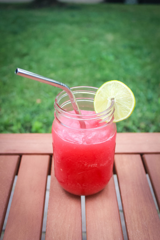 red slush on picnic table