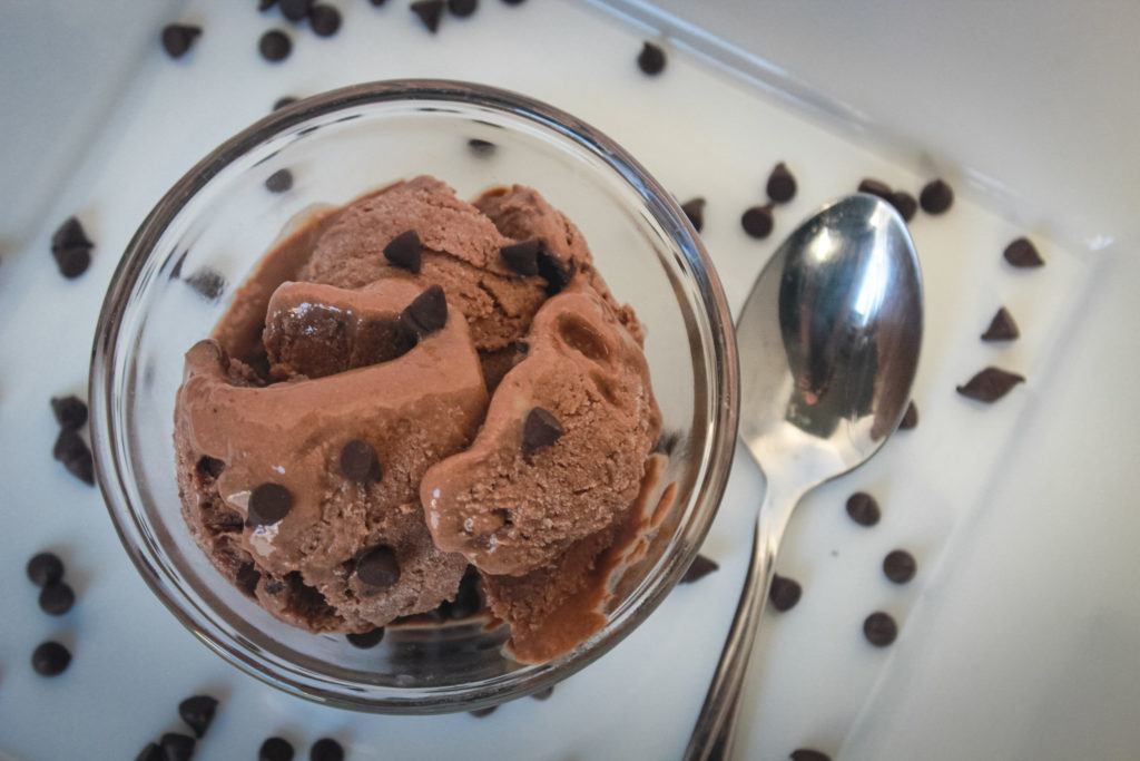 chocolate chip and banana ice cream in bowl