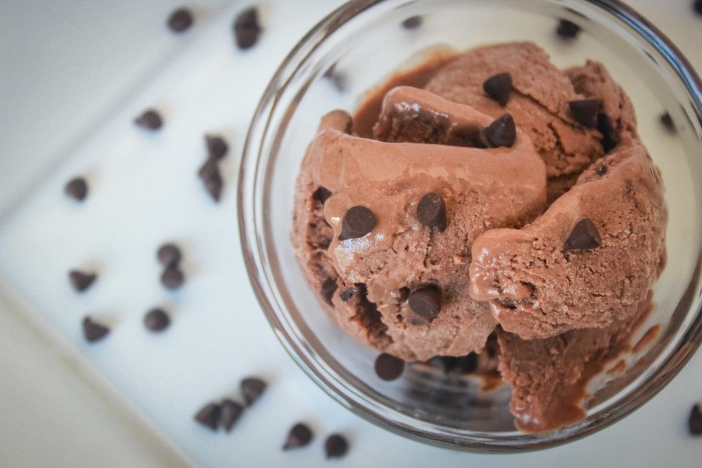 chocolate ice cream in bowl