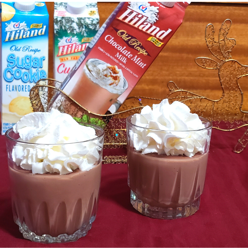 chocolate pudding in cups with whipped topping