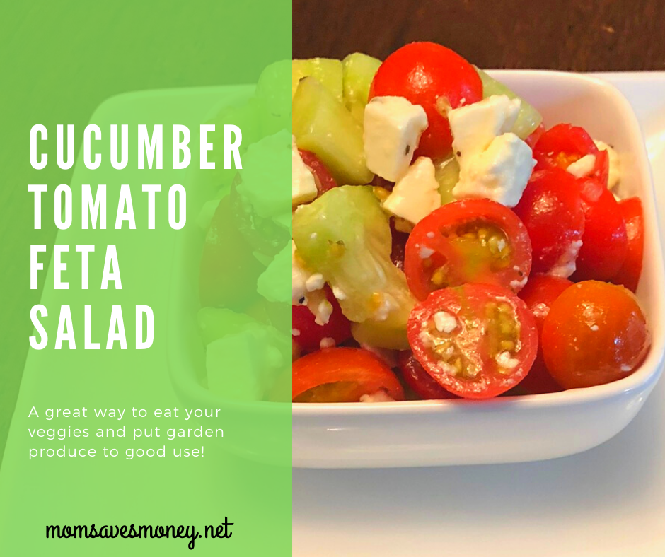 cucumber tomato feta salad in a bowl