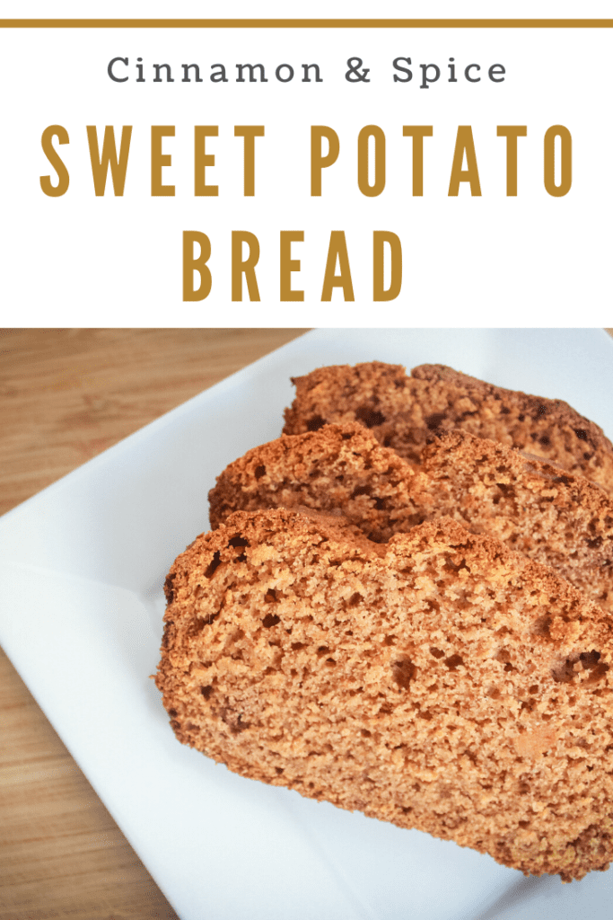 Sweet potato bread on white plate