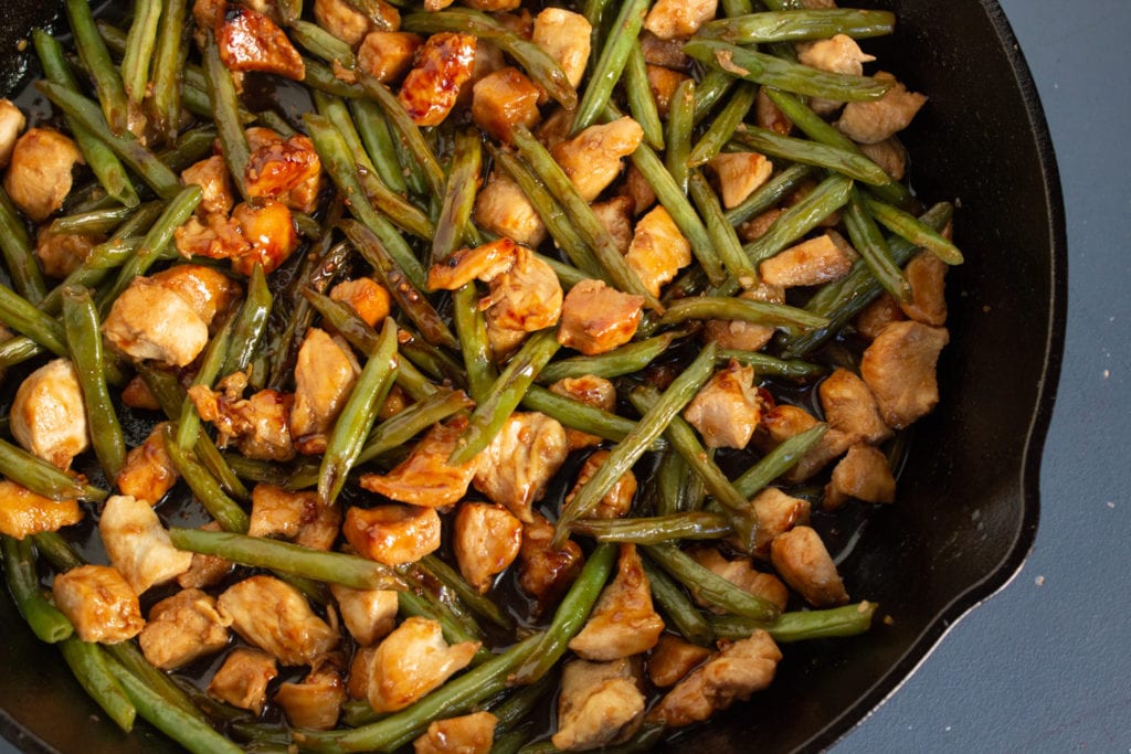 general tso's chicken in a pan