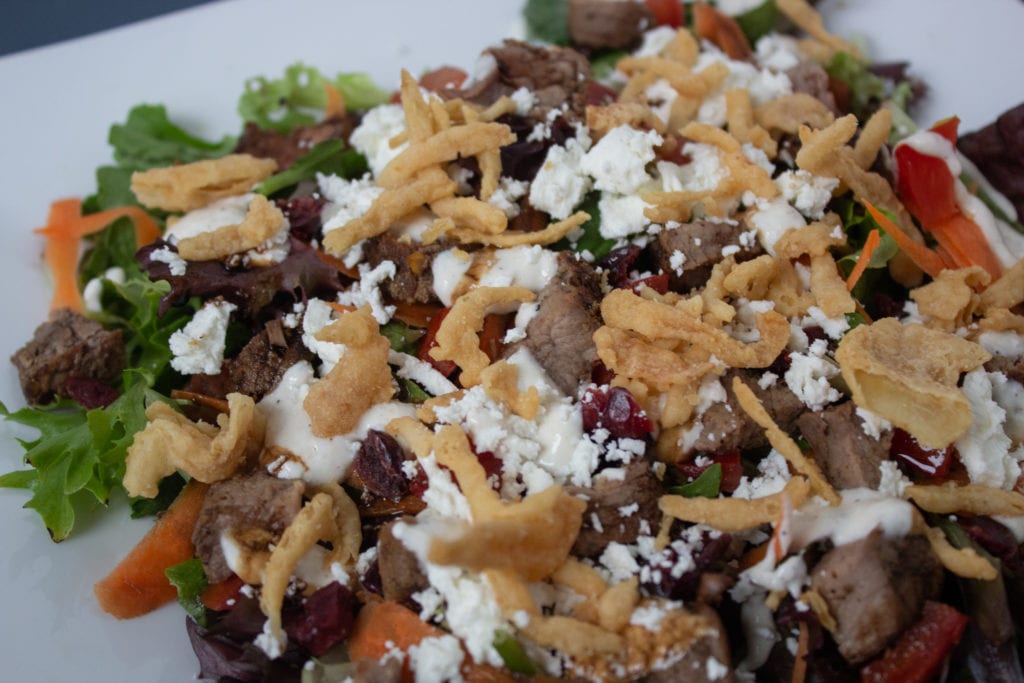 Balsamic steak salad plated