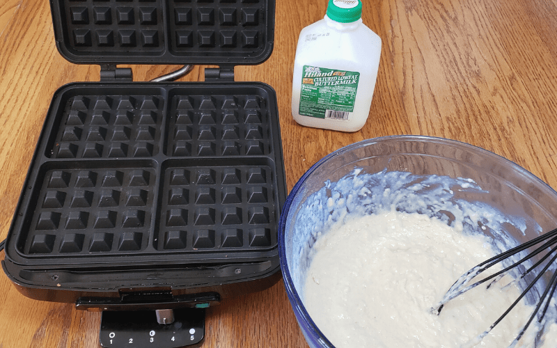 Buttermilk waffle batter and waffle iron 