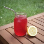 passion tea lemonade in glass on deck