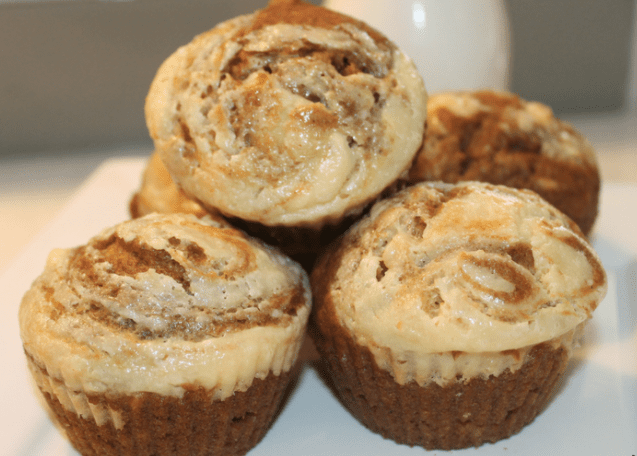 pumpkin muffins with cream cheese swirl