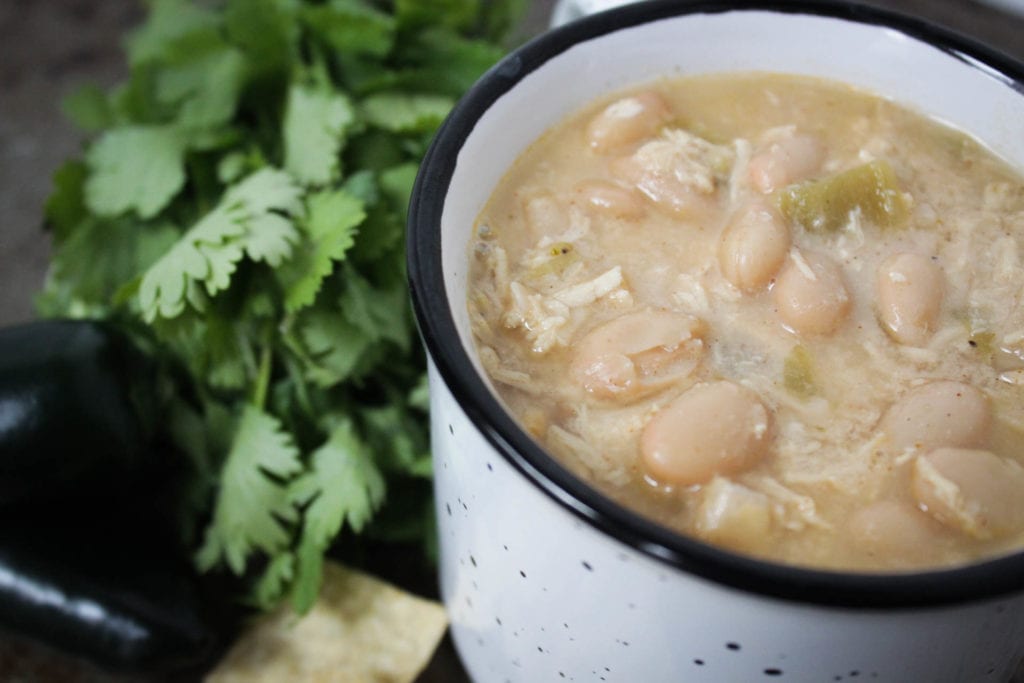 White chicken chili in a bowl