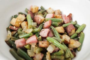 baked ham, potato and green bean casserole