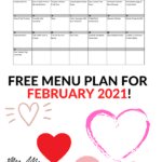 February 21 monthly menu plan with 28 easy recipes and calendar