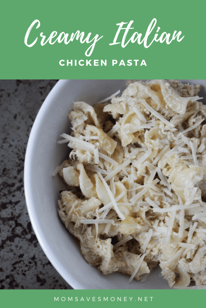 Easy creamy slow cooker Italian chicken pasta in the slow cooker