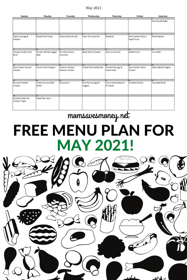 Monthly Menu Plan for May 2021