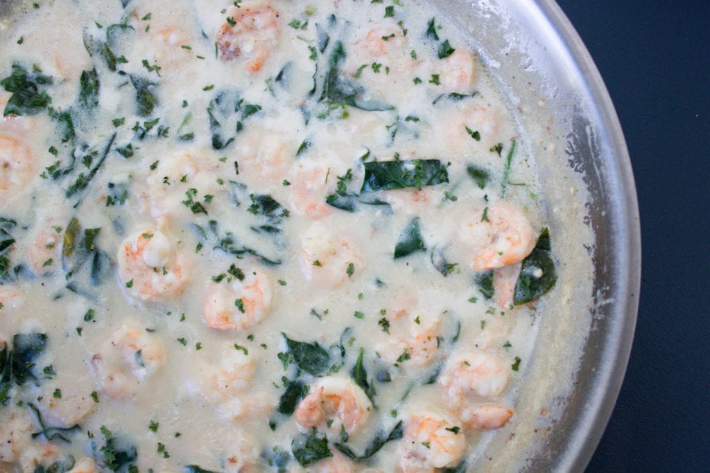 Quick and easy garlic parmesan shrimp with spinach