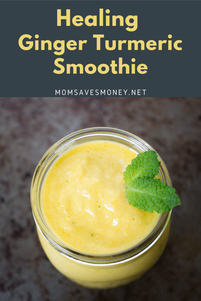 Pineapple, banana, almond milk, turmeric and ginger smoothie