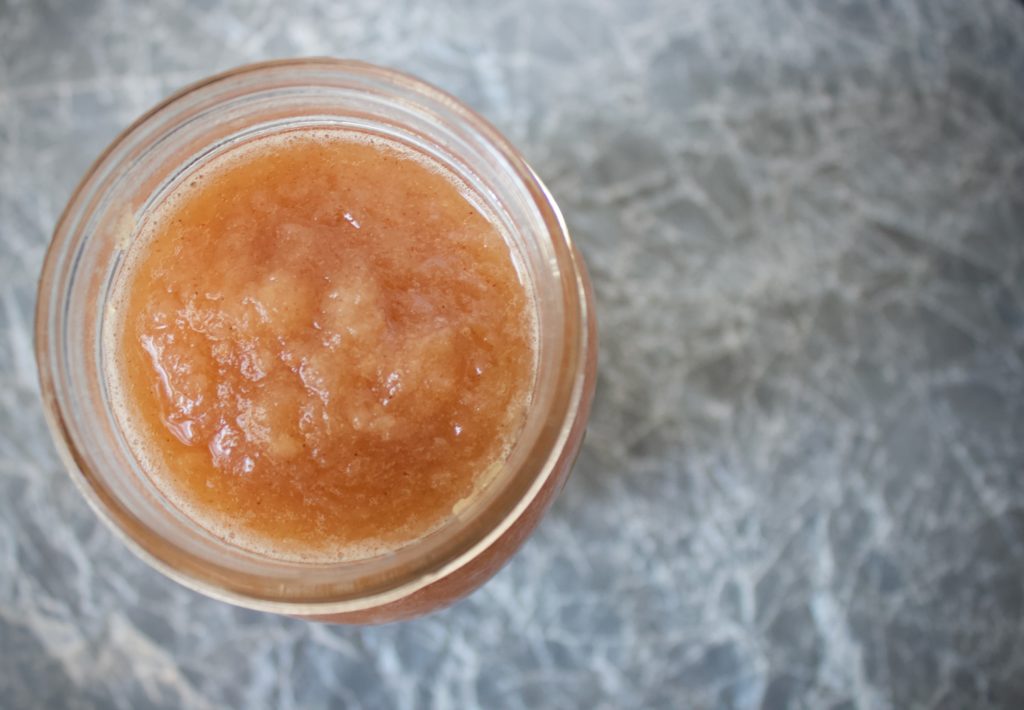 pressure cooked applesauce in a glass jar
