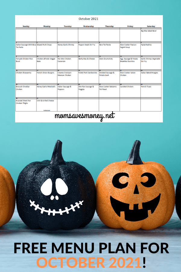 Monthly Menu Plan for October 2021