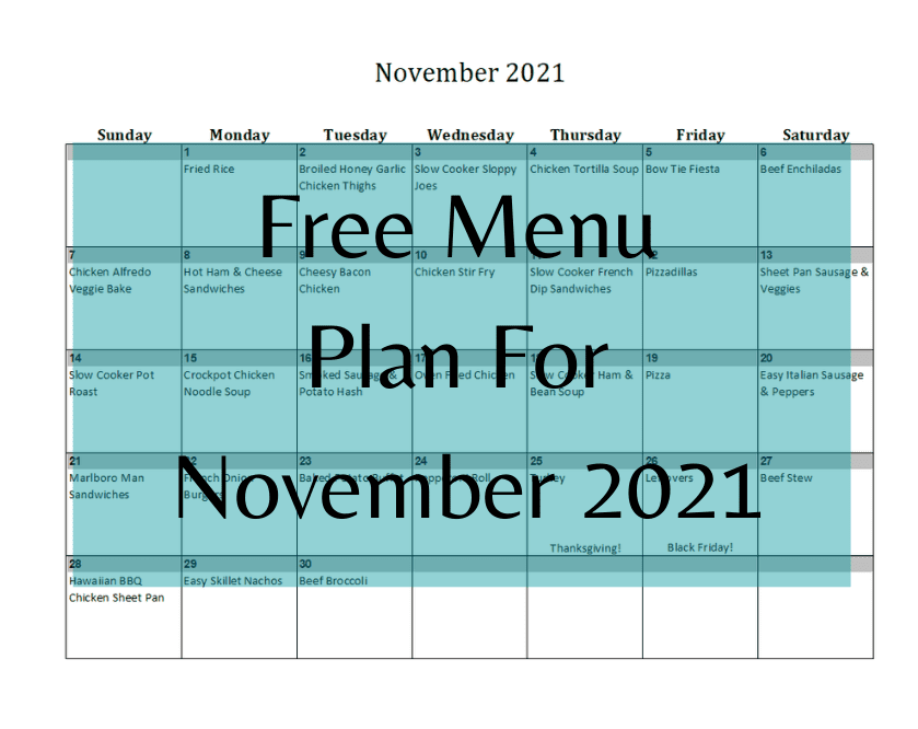 November 2021 – Be Prepared To Be Thankful In The Kitchen With This Meal Plan!