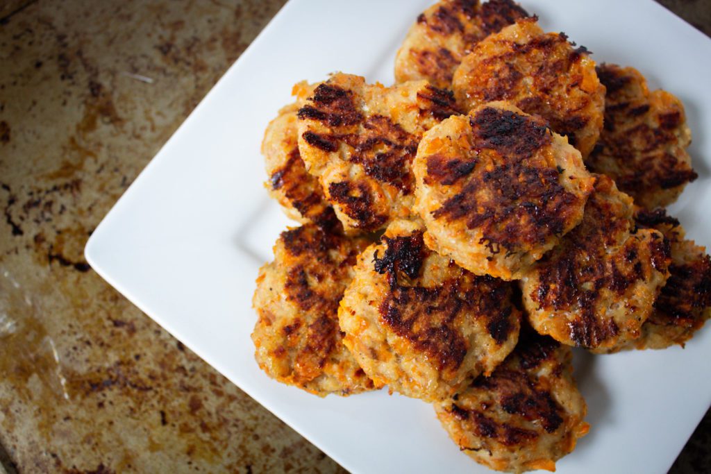 Plate of sweet potato chicken poppers