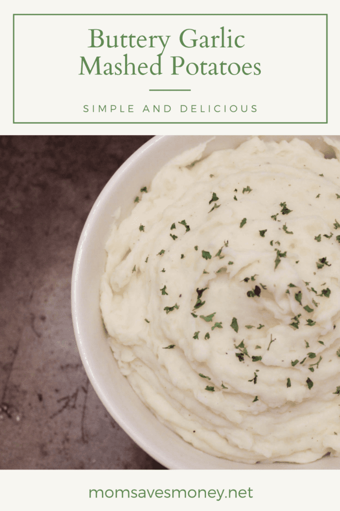 bowl of mashed potatoes topped with dried parsley
