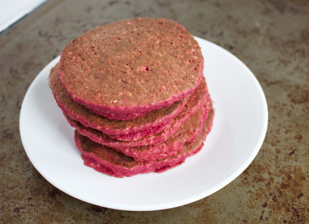 stack of gluten-free beet pancakes