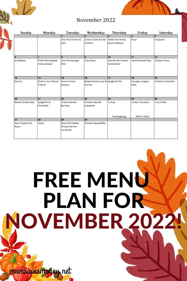 November meal plan