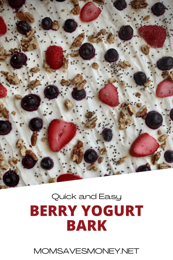 Quick and easy berry yogurt bark with image of berry yogurt bark