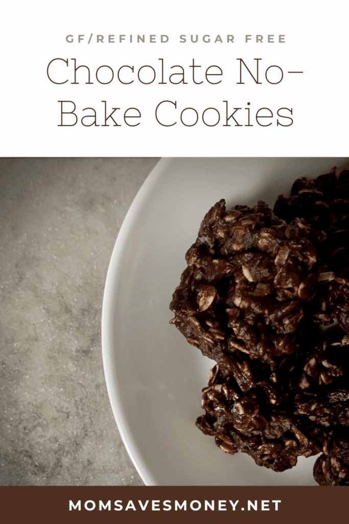 chocolate no-bake cookies on a white plate
