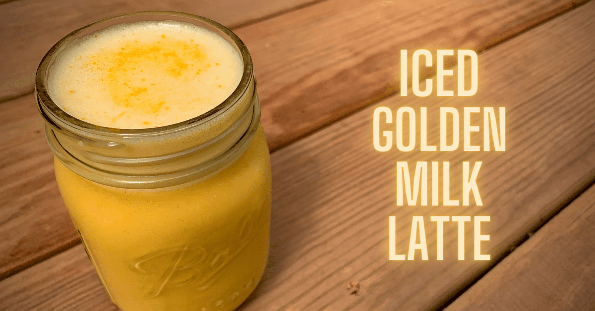 Iced golden milk latte in a mason jar