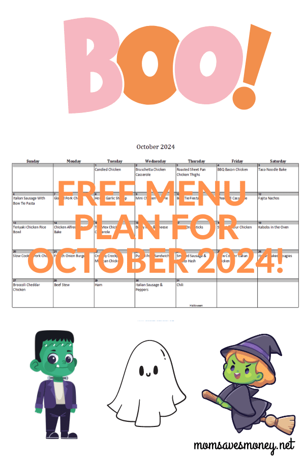 Monthly Menu Plan for September 2024