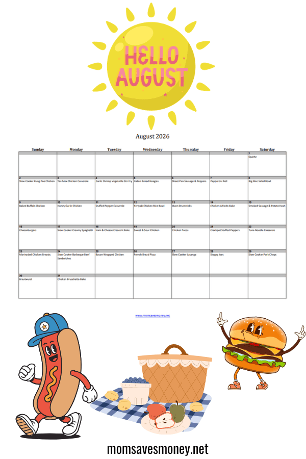 June meal plan calendar